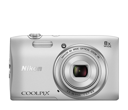 Nikon S3600 Coolpix Digital Camera 20 MP + Case +  Memory Card 4 GB - Silver